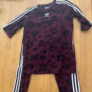 Adidas burgundy leopard set